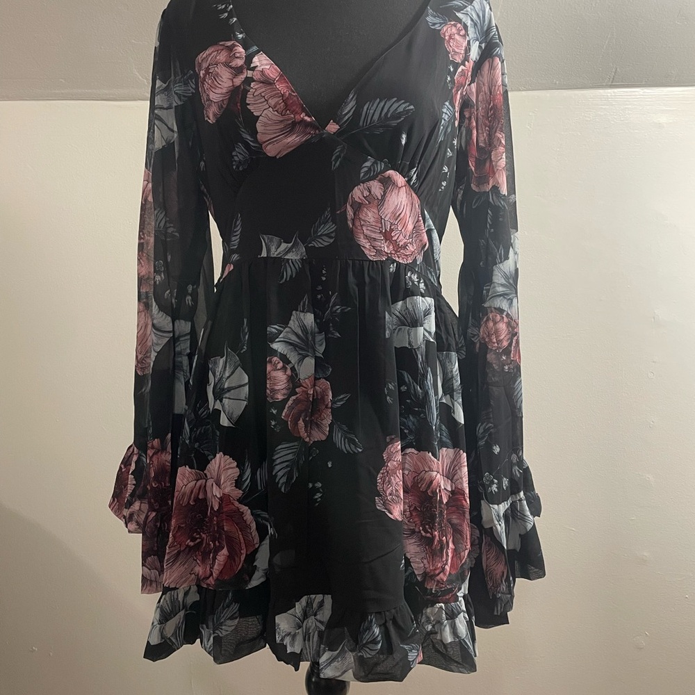 Floral Long Sleeve Mini Dress